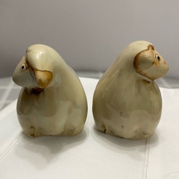 Whimsical Small Pottery Sheep Figurines Ewe Lamb Farmhouse Farm Animal Barnyard - Picture 7 of 8